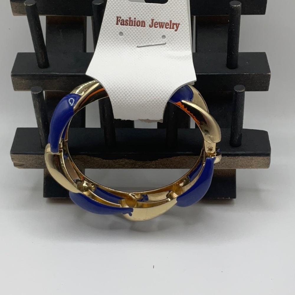 Gold and Blue Twisted Bangle Bracelet